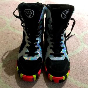 Zumba Fitness high top shoes colorful and iridescent women’s size 10 Like new